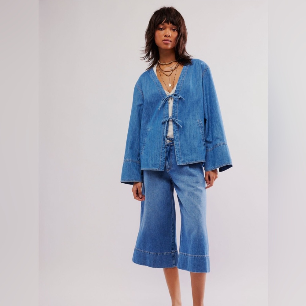 Free People Tie-Front Denim Jacket NWT